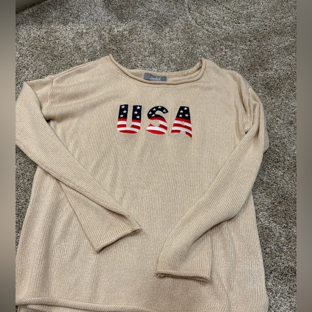Marled USA knit cream oversized sweater small